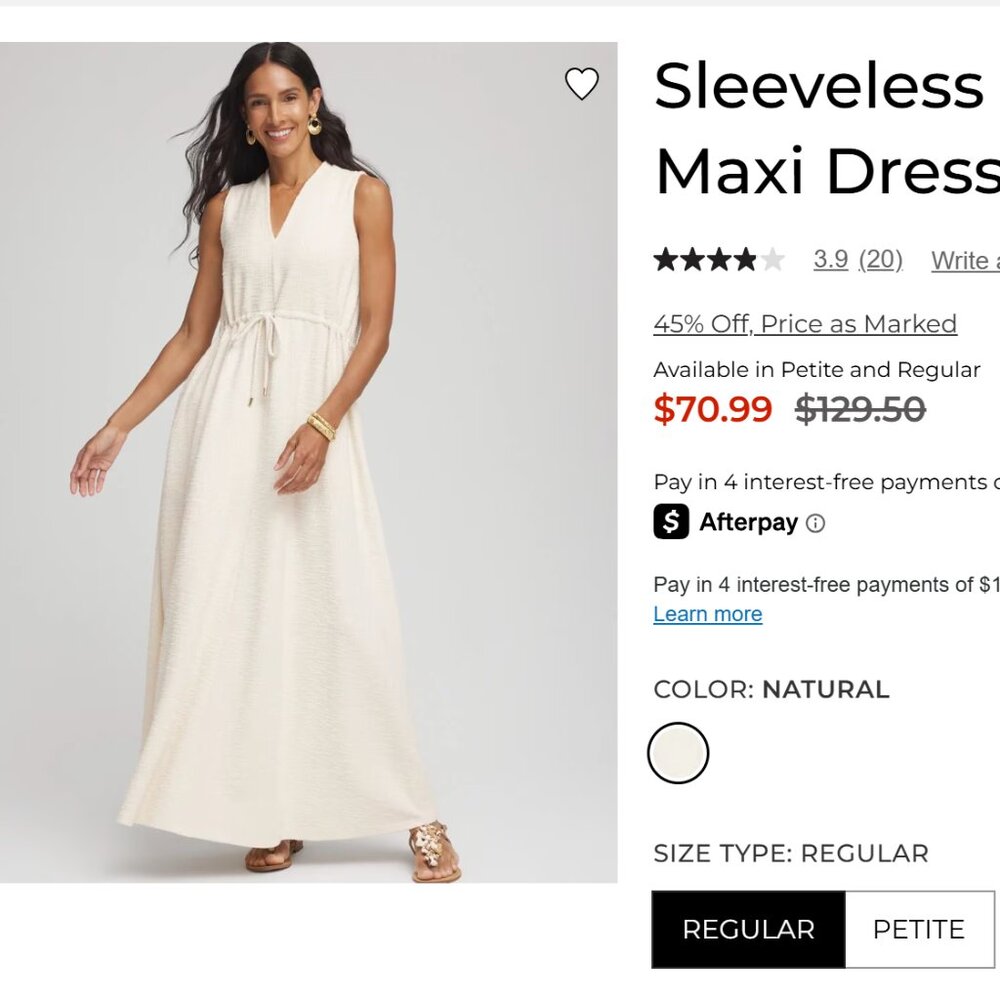 NWT Chico’s Ivory Tweed Sleeveless Maxi Dress – Size 3 (XL/16)